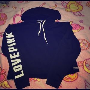 Victoria Secret Pink cold shoulder crop hoodie